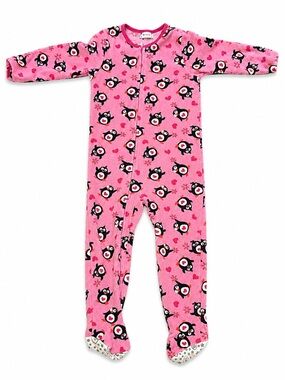 Kidgets Pink Penguin Fleece Footed Pajamas Size 4T